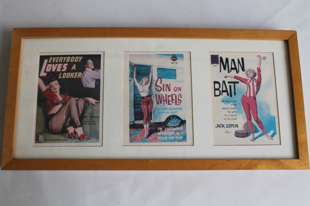 THREE FRAMED SETS OF REPRODUCTION PULP PAPERBACK COVERS together with another, frame size 42 x 52 cm - Image 5 of 5