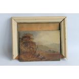 A 19TH CENTURY OIL ON BOARD, depicting Loch Leven with inscription to reverse frame A/F