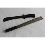 A 'CAMILLUS' FOLDING MACHETE, two piece black handle and one other machete (2)