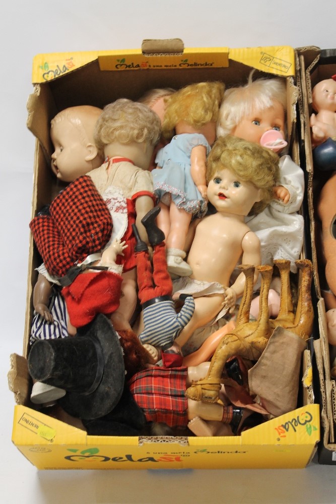 TWO BOXES OF HARD PLASTIC AND OTHER DOLLS, to include Pedigree, Rosebud, Chiltern etc - Image 2 of 3