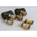 THREE PAIRS OF ANTIQUE OPERA GLASSES, two with mother-of-pearl finish (3)