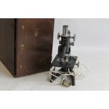 A WATSON BARNETT STANDARD METALLURGICAL MICROSCOPE in fitted wooden case