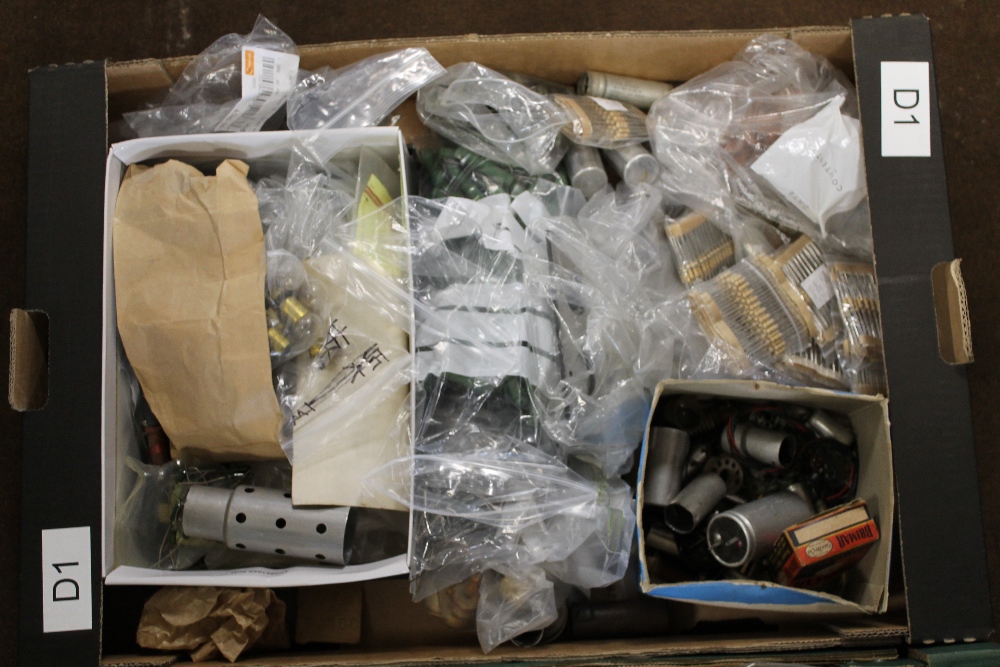 A QUANTITY OF ELECTRONIC COMPONENTS, including vintage hi-watt resistors, capacitors, coils, - Image 2 of 3