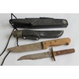 A BOWIE TYPE KNIFE along with three other knives (4)