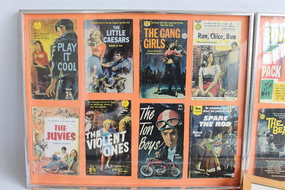 THREE FRAMED SETS OF REPRODUCTION PULP PAPERBACK COVERS together with another, frame size 42 x 52 cm - Image 3 of 5