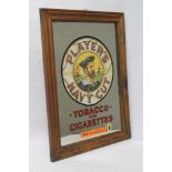 A FRAMED "PLAYERS NAVY CUT " ADVERTISING MIRROR, 50 cm x 65 cm