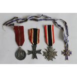 THIRD REICH MEDALS - war merit cross x 2 (one with swords, one without), Russian Front and Mother'