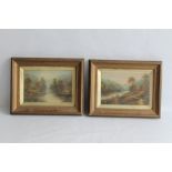 A PAIR OF FRAMED AND GLAZED OIL ON CANVAS PAINTINGS DEPICTING LANDSCAPE SCENES BOTH SIGNED WILLIS