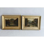 A PAIR OF FRAMED OIL ON CANVAS PAINTINGS DEPICTING LANDSCAPE SCENES BOTH SIGNED WILLIS PRYCE