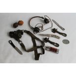 A COLLECTION OF MILITARY COLLECTABLES to include US Army knives, D BCC 410A Communication Control
