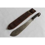 A WWII ERA MACHETE in leather sheath, the sheath marked 'J. B. Brooks & Co. Ltd. 1942'