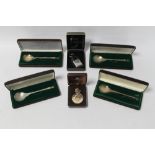 FOUR BOXED FRANKLIN MINT/ JOHN PUNCHES LTD HALLMARKED SILVER CHRISTMAS SPOONS (1977,1976,1979,1980),