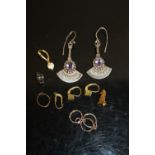 A SELECTION OF GOLD AND SILVER EARRINGS ETC.