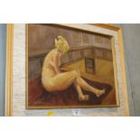 A MODERN OIL ON BOARD OF A LADY RECLINING FEMALE NUDE SIGNED S.E.MURRAY 91