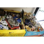 TWO TRAYS OF ASSORTED CERAMIC FIGURES, STONEWARE ETC.