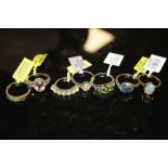 A SELECTION OF MODERN GEM SET SILVER RINGS