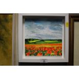 A MODERN FRAMED OIL ON CANVAS ENTITLED 'POPPY FIELDS 2' BY PAUL MITCHELL - SEE VERSO