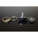 THREE SILVER RINGS TO INCLUDE A MARCASITE EXAMPLE PLUS ANOTHER (4)