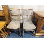 A PAIR OF VINTAGE CHURCH ELM CHAIRS