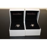 TWO BOXED SILVER PANDORA STYLE CHARMS