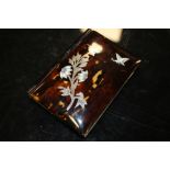 A LATE 19TH / EARLY 20TH CENTURY TORTOISESHELL AND PIQUE CARD / NOTE CASE, of rectangular book form,