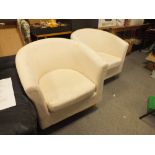 A PAIR OR MODERN CREAM TUB ARMCHAIRS (2)