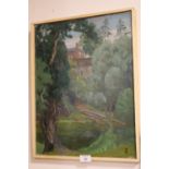 A PRIMROSE HARTLEY OIL ON CANVAS DEPICTING A WOODLAND MONOGRAMMED LOWER RIGHT
