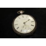 A HALLMARKED SILVER FUSEE POCKET WATCH BY PETER DICKINSON OF PRESTON