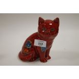 A SIGNED ANITA HARRIS ART POTTERY SEATED CAT FIGURE