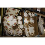 TWO TRAYS OF ROYAL ALBERT OLD COUNTRY ROSES TEAWARE