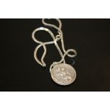 A ST CHRISTOPHER PENDANT ON CHAIN STAMPED SILVER