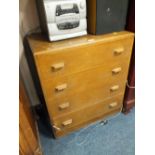 AN OAK UTILITY STYLE FOUR DRAWER CHEST