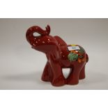 A SIGNED ANITA HARRIS ART POTTERY ELEPHANT FIGURE