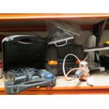 A CASED CHALLENGE CIRCULAR SAW, A CASED BOSCH HAMMER DRILL, CASED POWERCRAFT DRILL ETC