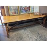 A LARGE ANTIQUE OAK PUGIN STYLE REFECTORY TABLE L 243 W 91 CM