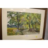 A FRAMED AND GLAZED WATERCOLOUR ENTITLED 'RETURNING HOME' A. P. TOMKIN