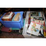 TWO TRAYS OF ASSORTED MAGAZINES AND EPHEMERA TO INCLUDE 'ADULT' MAGAZINES TOGETHER WITH TWO BOXES OF