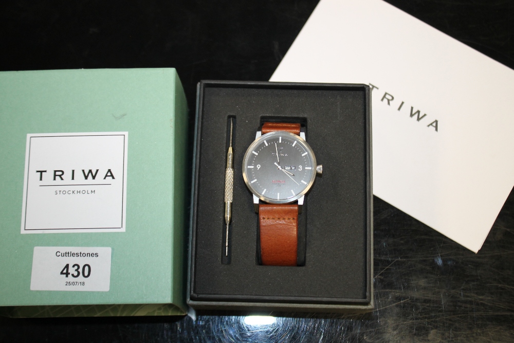 A BOXED MODERN TRIWA KLINGA WRISTWATCH WITH CERTIFICATE