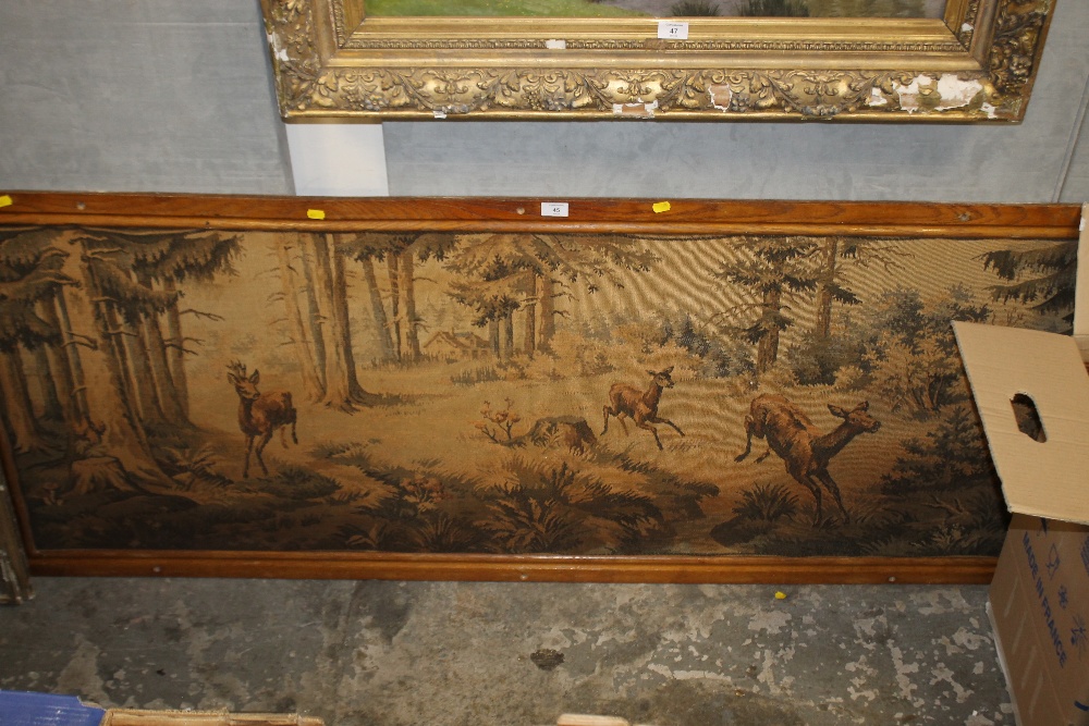 A LARGE NEEDLEWORK OF DEER IN THE WOODLAND V. BELL VERSO