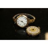 A 9CT GOLD CASED VINTAGE LADIES WRISTWATCH TOGETHER WITH ANOTHER A/F