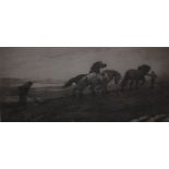 HERBERT THOMAS DICKSEE (1862-1942). Ploughing scene 'The Last Furrow', signed with initials in plate