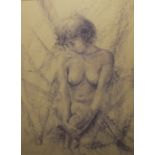 ALLAN COWNIE (1927-2015). A sketch of a seated female nude, see verso, signed lower left, pastel