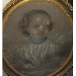 ALEXANDER BLAIKLEY (1816-1903). Scottish school, an oval portrait study of a young girl, in an