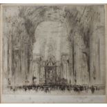 WILLIAM WALCOT (1847-1943). Cathedral interior with numerous figures, signed in pencil lower