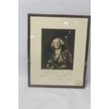 A FRAMED AND GLAZED PORTRAIT ENGRAVING OF HENRY SCOTT BRIDGWATER, with pencil signed description