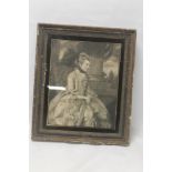 A FRAMED AND GLAZED PORTRAIT ENGRAVING OF MRS ELIZABETH MONTAGU, with inscription to reverse