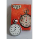 HEUER VINTAGE STOPWATCH, with chrome case, in original cardboard Heuer box