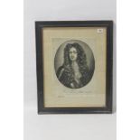 A FRAMED AND GLAZED PORTRAIT ENGRAVING TITLED "JAMES DUKE OF MONMOUTH"