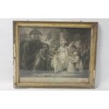 A FRAMED ENGRAVING TITLED "THE DEPARTUR OF SONS OF TIPPOO" BY BARTOLOZZI