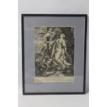 A FRAMED AND GLAZED ENGRAVING 'O PRECIOFA MARGARITA' BY NICOLAS POUSSIN